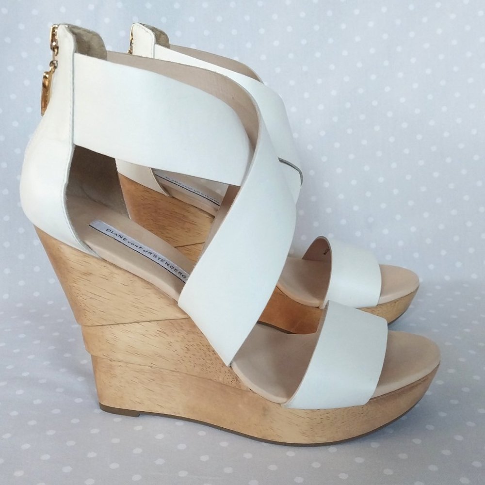 Diane Von Furstenberg White Platform Sandals